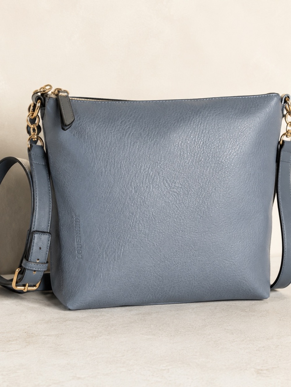 Louenhide Xavier Dusty Blue Vegan Leather Crossbody Shoulder Bag